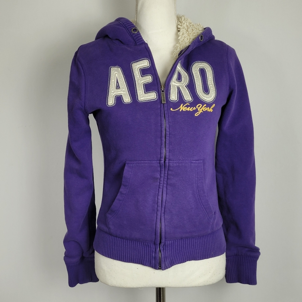 2010 Aeropostale new york Faux Fur lined hoodie size medium - Picture 6 of 14